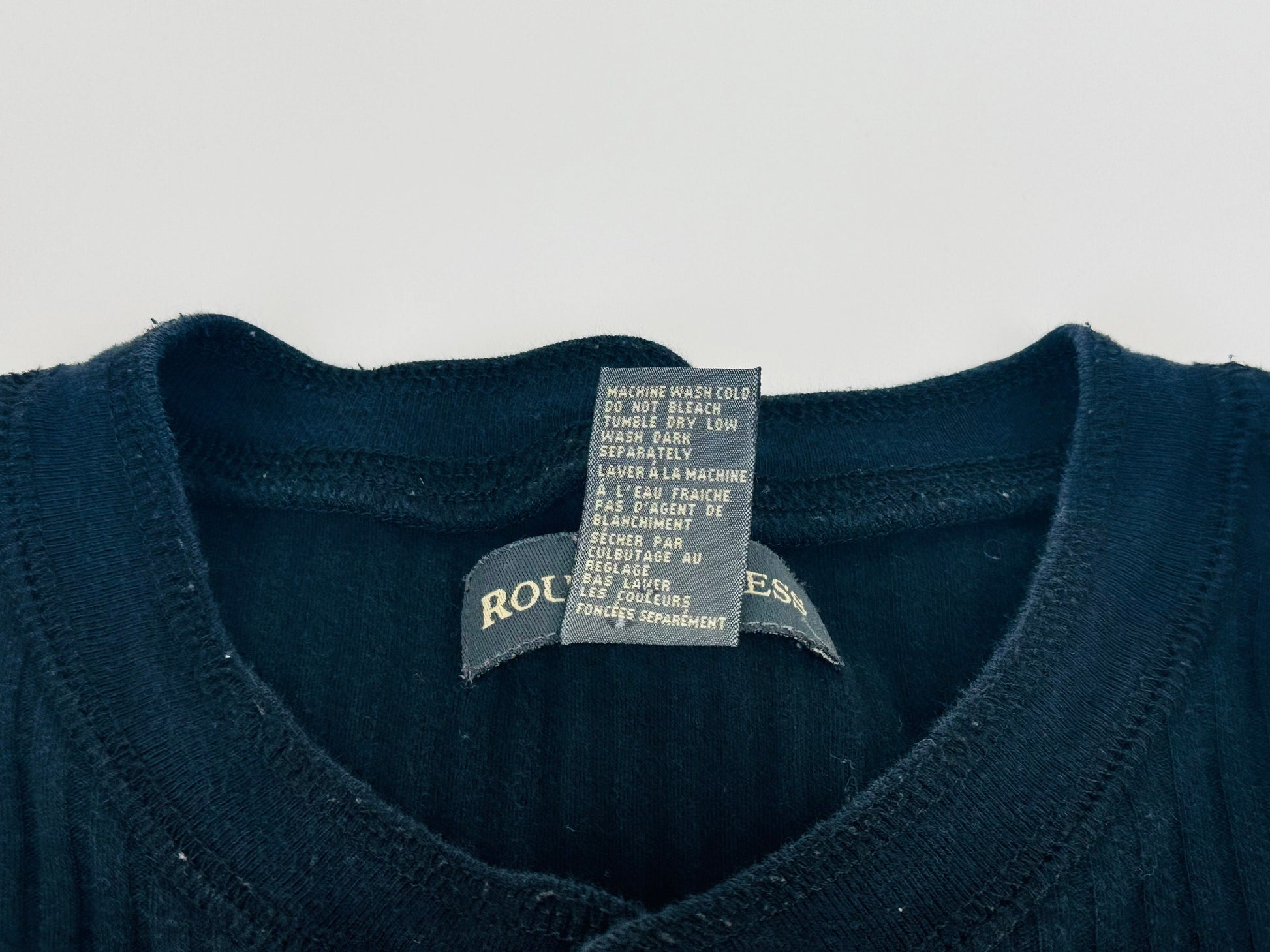 Product image for 'vintage 1990s 100 ribbed cotton short sleeve shirts black grey made in canada by rough dress sold separately' (view 98d667)