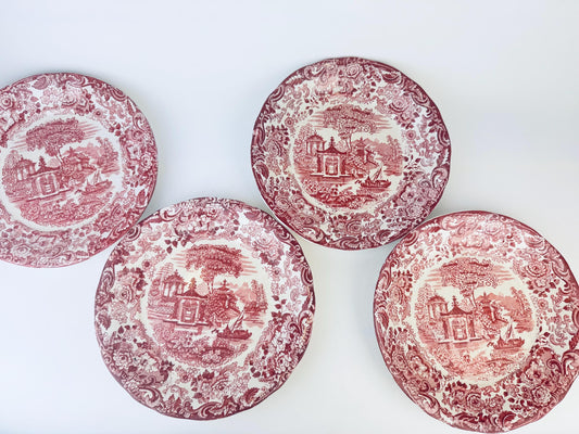Product image for 'vintage 1940s la cartuja de sevilla pickman red transferware plates spanish earthenware serving display plates sold separately' (view e744b1)