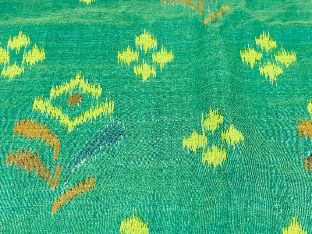 Product image for 'vintage green yellow brown geometric ikat cotton fabric 40 5 x 80' (view 939ecf)