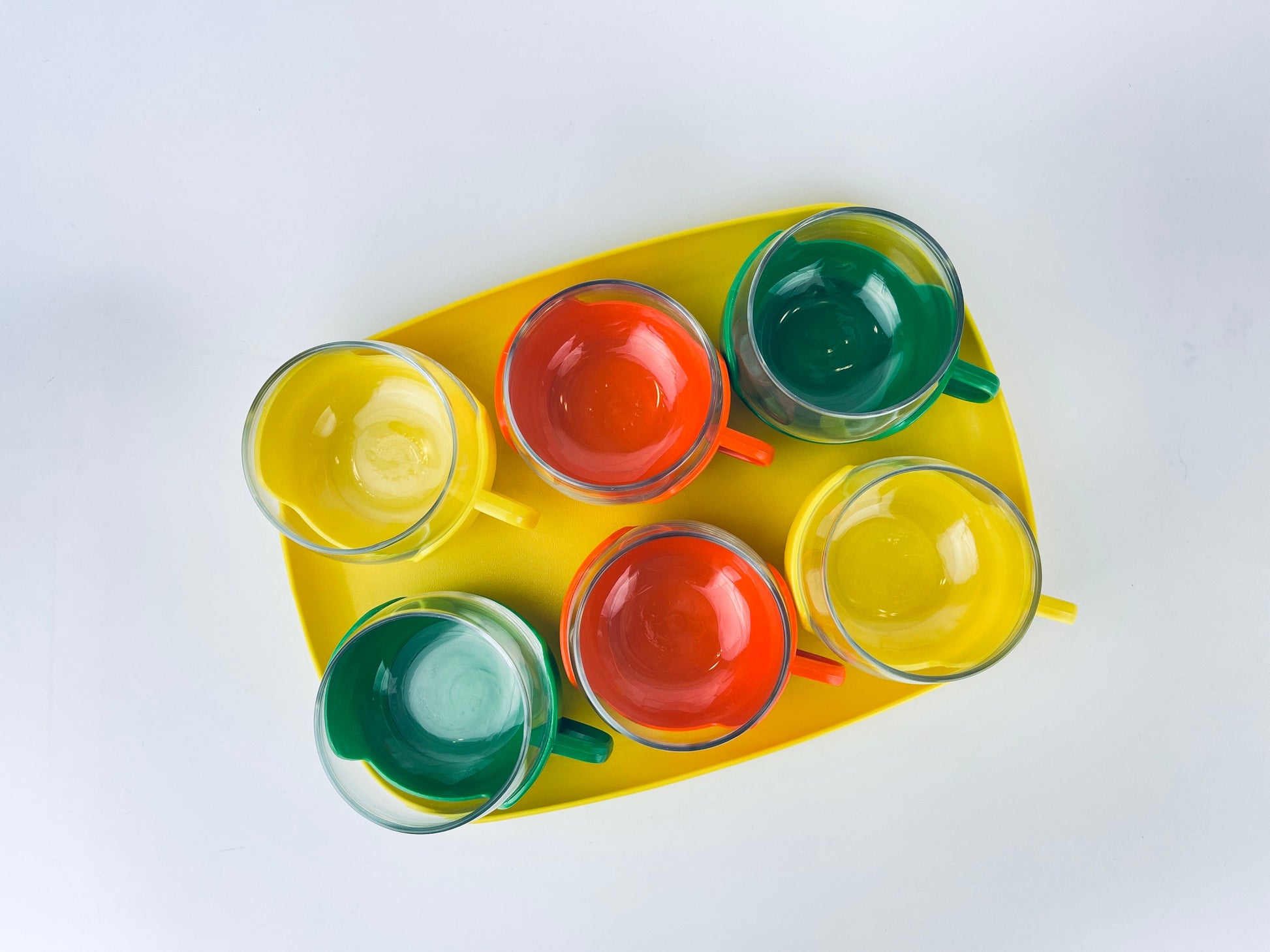 Product image for 'vintage mid mod roly poly colourful glass mug set melitta coffee tea cups set of six 6' (view 739448)