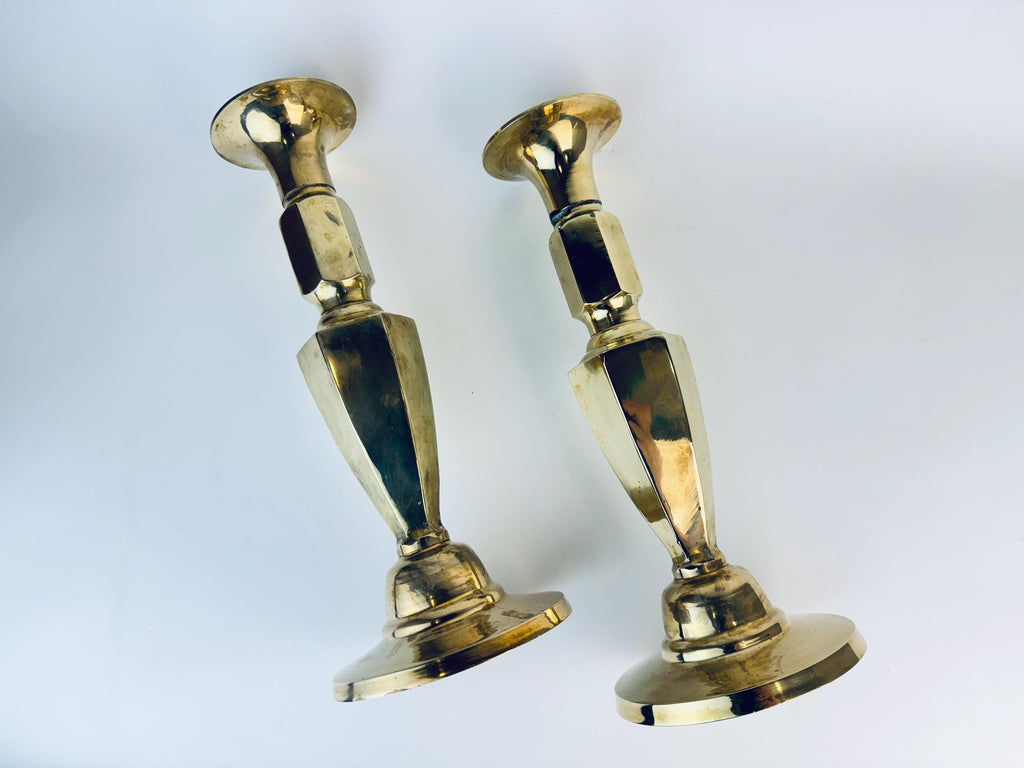 Product image for 'vintage 1980s tall regal brass candlestick holders set of 2 11 6 heavyweight elegance' (view ca71fd)