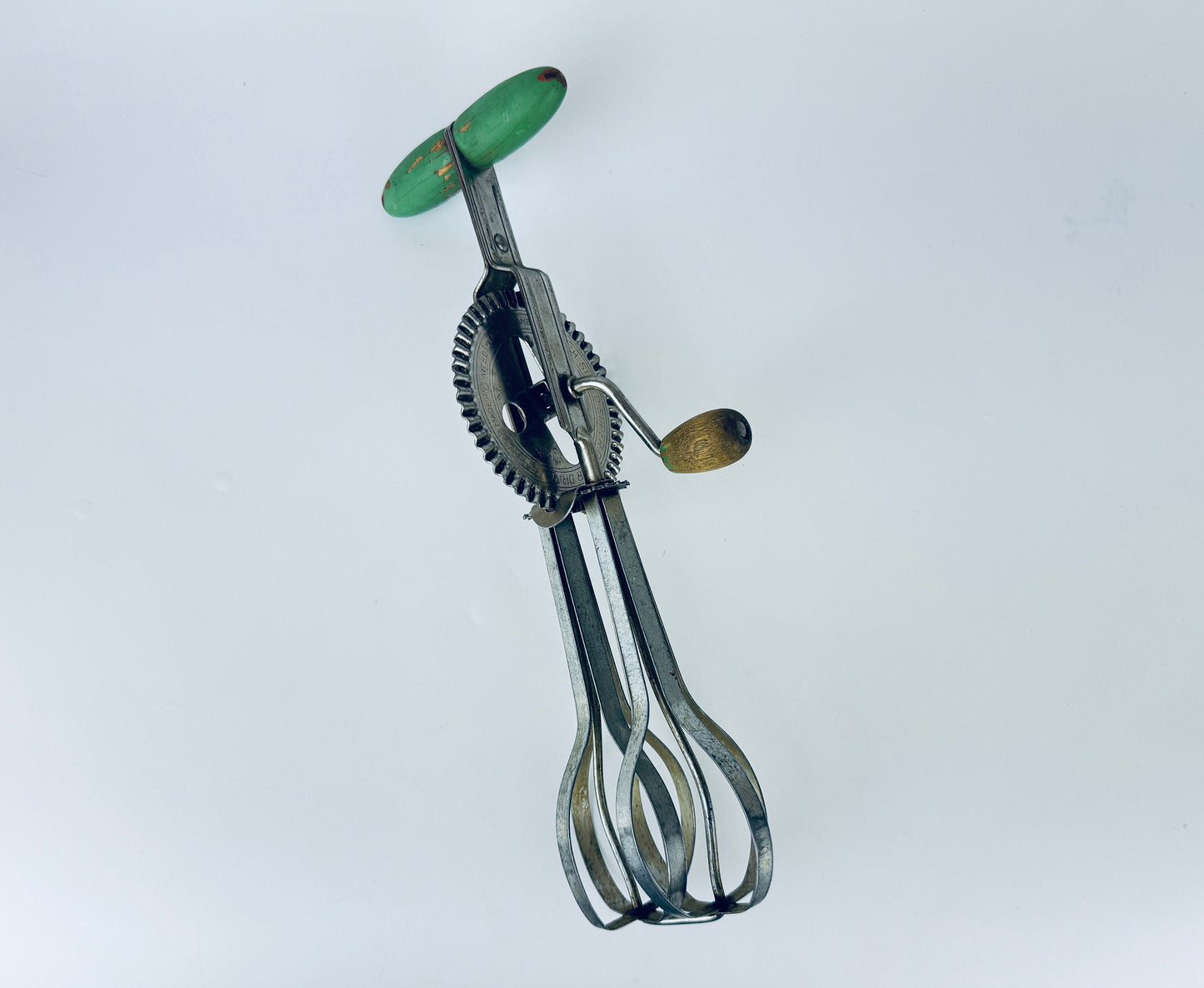 Product image for 'vintage a j metal red green wood manual double whisk high speed super center drive beater made in usa sold separately' (view 5cbc24)