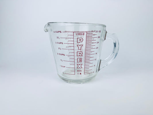 Product image for 'vintage red pyrex glass measuring cups metric imperial system made in usa sold separately' (view 026a0a)