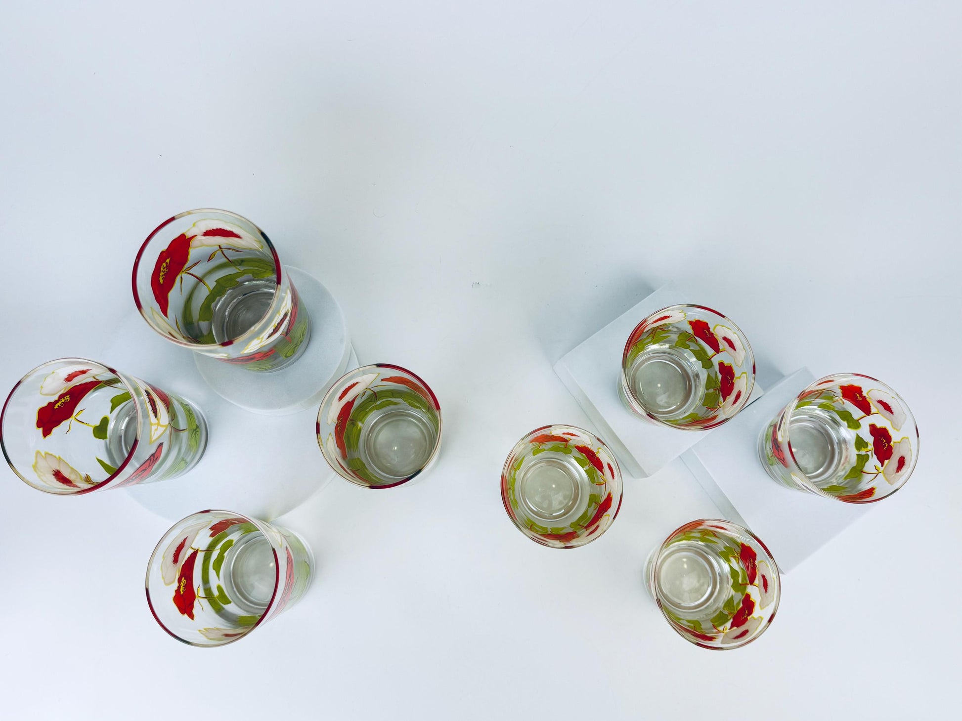 Product image for 'vintage 1970s bright poppy floral glasses by dominion glass co canadian mid century drinkware' (view 2b89b4)