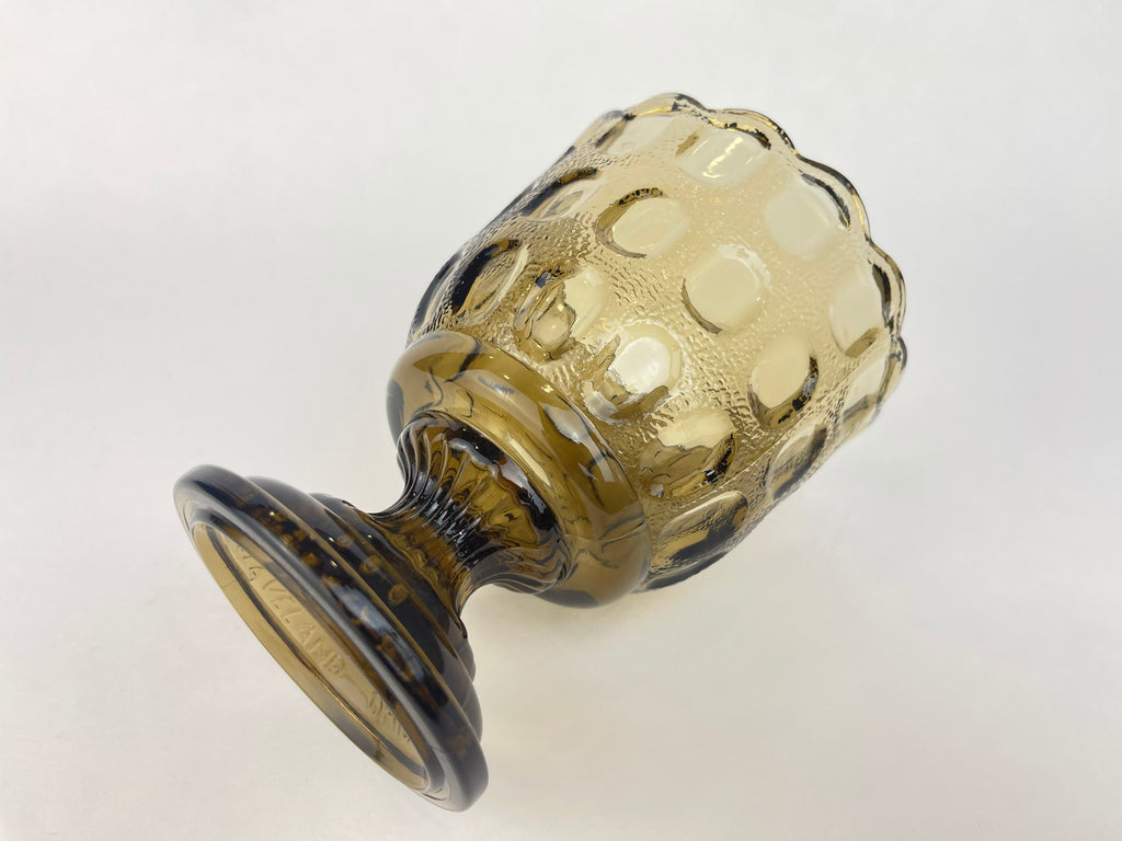Product image for 'vintage smokey brown thumbprint glass vase planter made by e o brody co m420' (view eccc92)