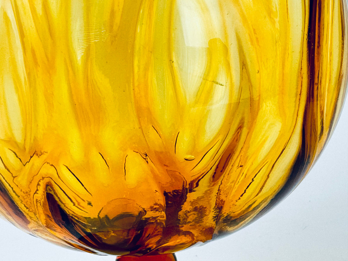 Product image for 'vintage italian empoli handblown glass snifter bowl vase amber teardrop pattern made in italy' (view be309f)