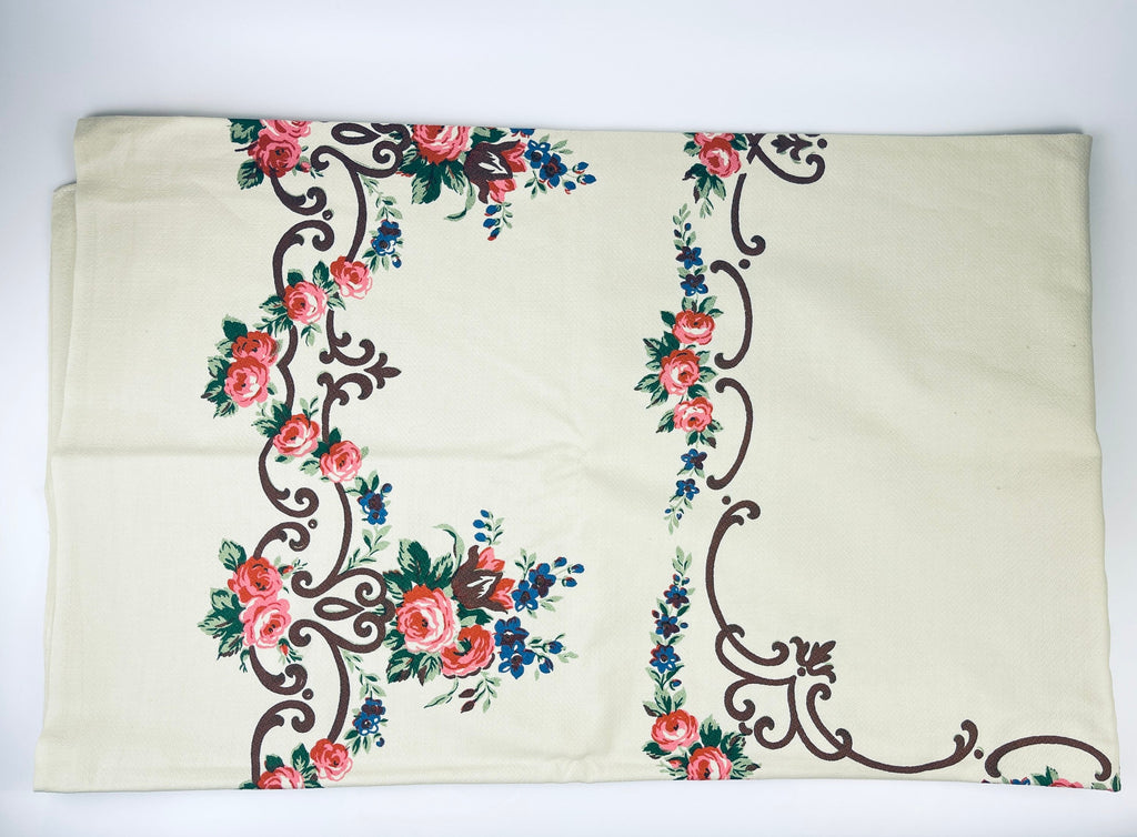 Product image for 'vintage pink floral acrylic table cloth 49 x 59' (view 54a589)