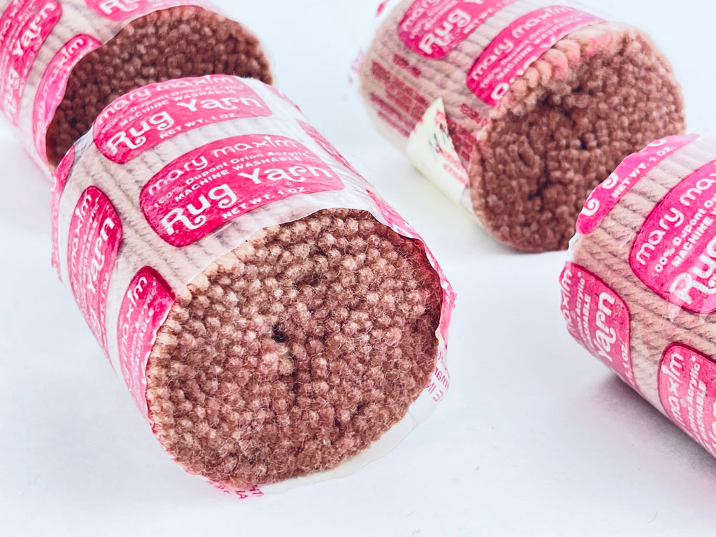 Product image for 'vintage mauve rug yarn mary maxim 100 dupont orion acrylic machine wash 360 pieces 2 5 or 6 5 cm long net weight 1 oz' (view c2834e)