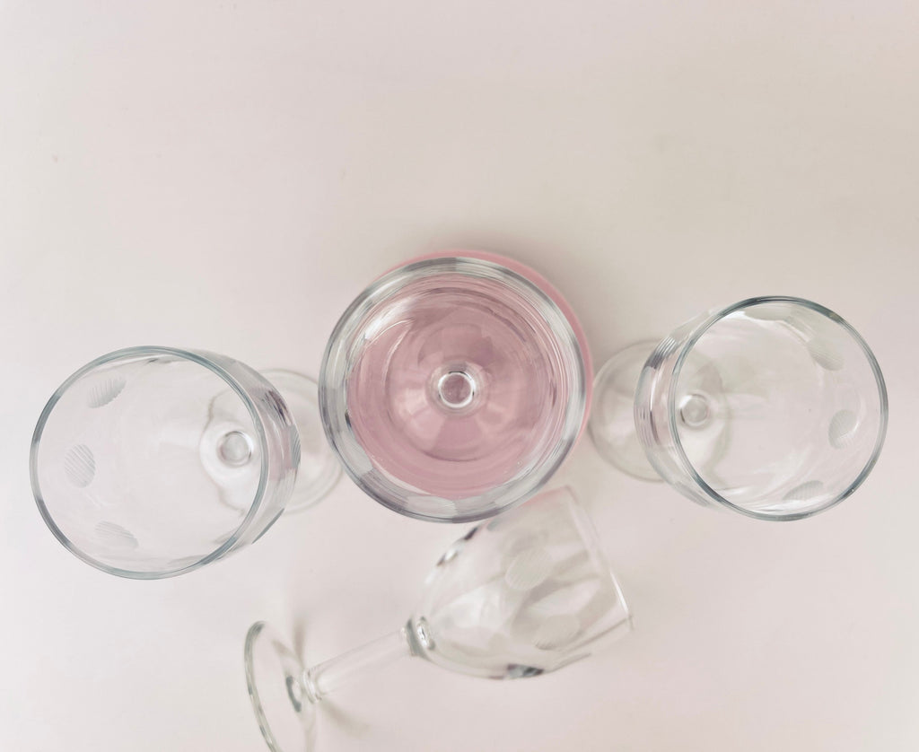 Product image for 'vintage etched polka dot clear port sherry glasses set of four 4' (view be3a70)