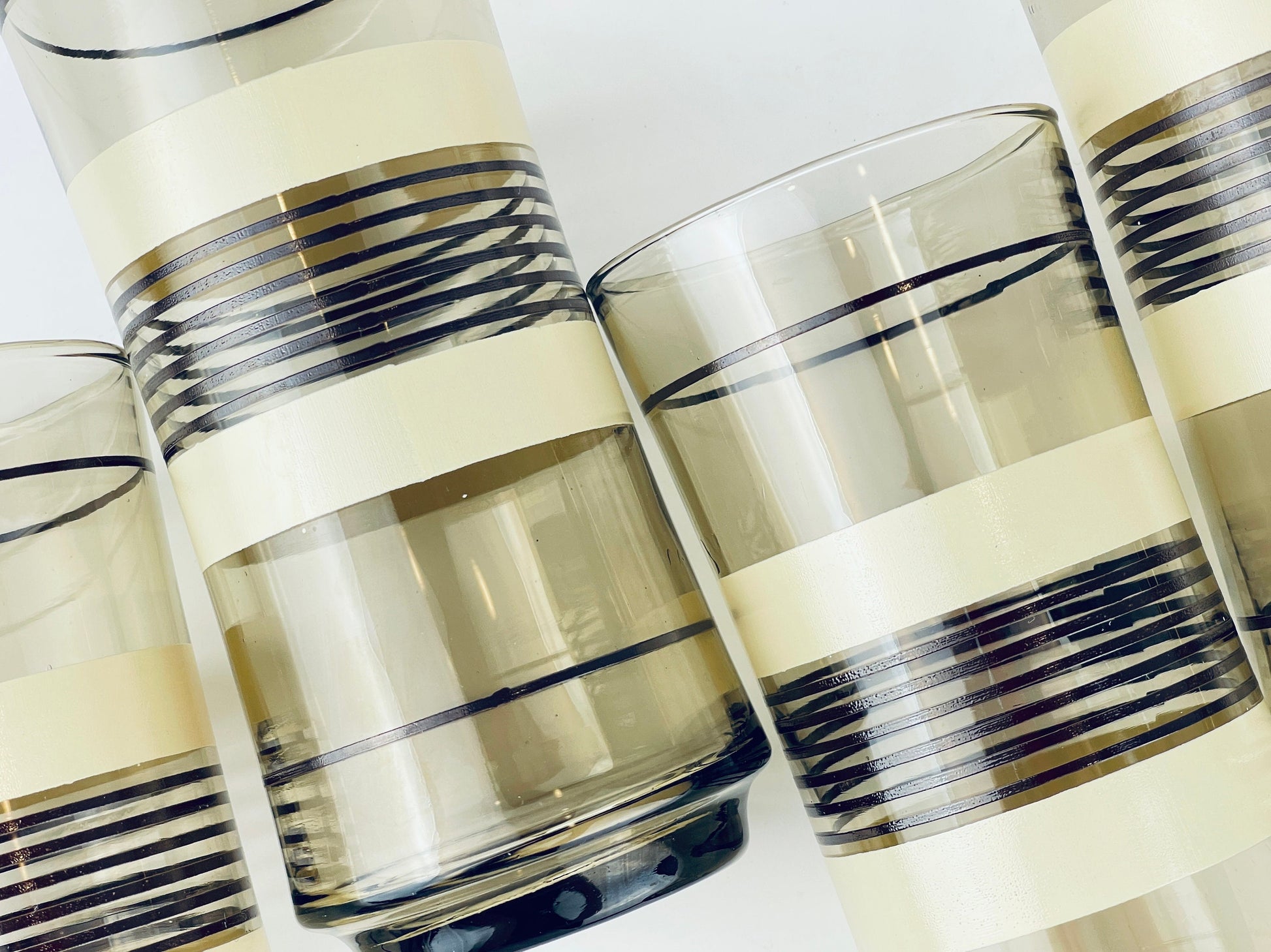 Product image for 'vintage beige brown striped water glasses set of four 5' (view 728f8d)