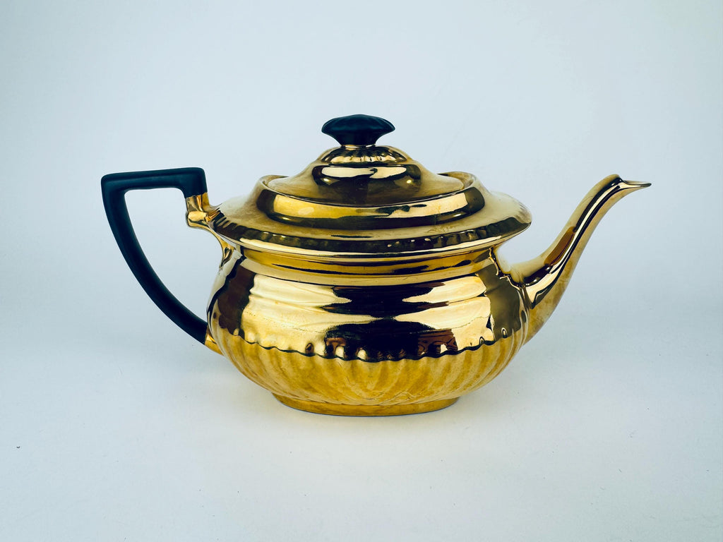 Product image for 'vintage 1930s crown devon 24kt gold black ceramic kettle art deco georgian teapot made in england' (view 5b59d1)