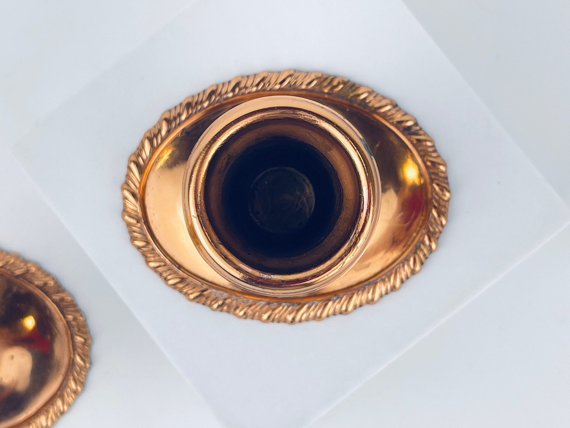 Product image for 'vintage copper plated candlestick holders set of two 2 coronet plate e p lead attractive aged metal patina' (view be8ce9)
