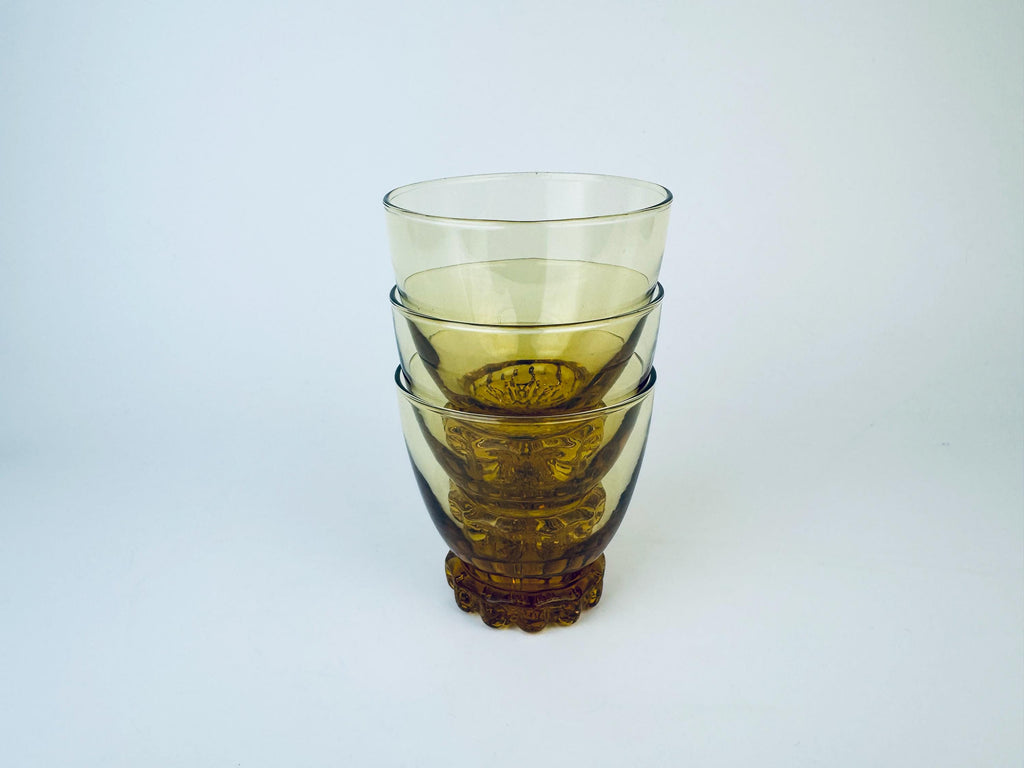 Product image for 'vintage libbey crystal sonnet gold amber glasses set of three 3' (view c0c8dd)