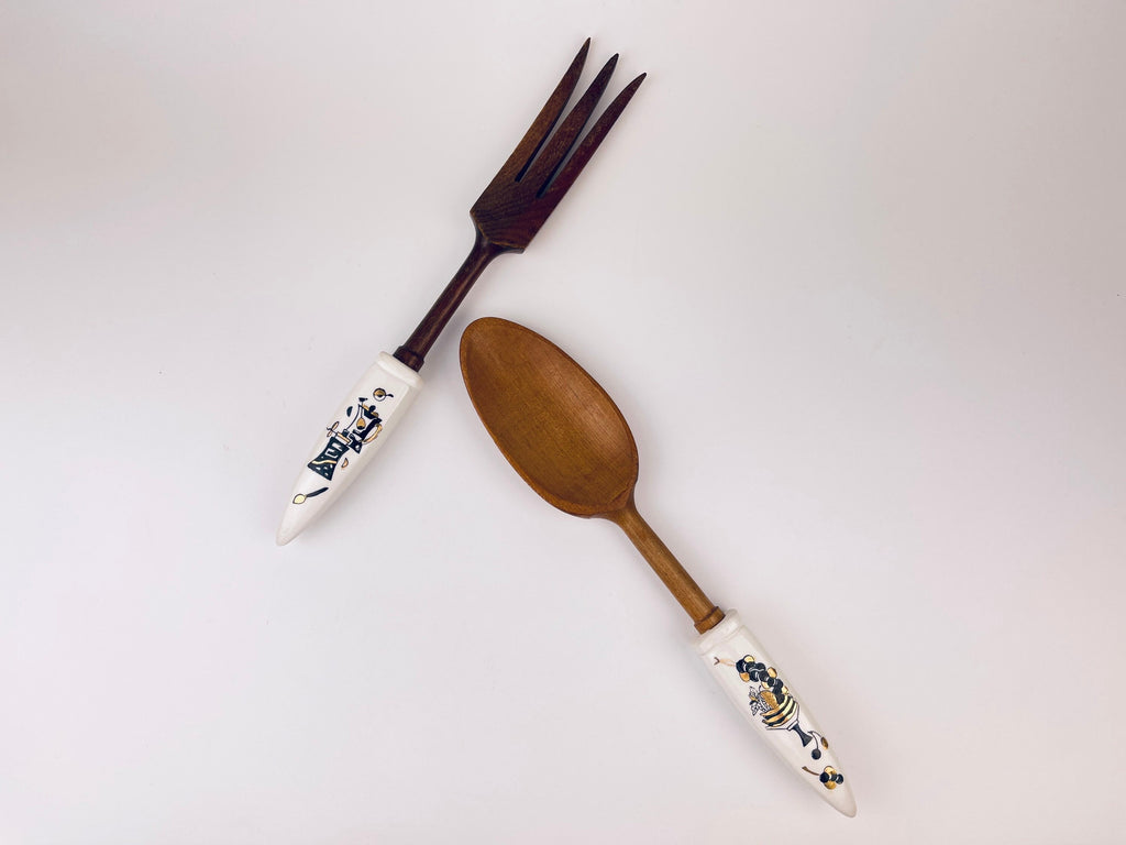 Product image for 'vintage mcm wood ceramic serving utensils made in japan' (view ebc473)