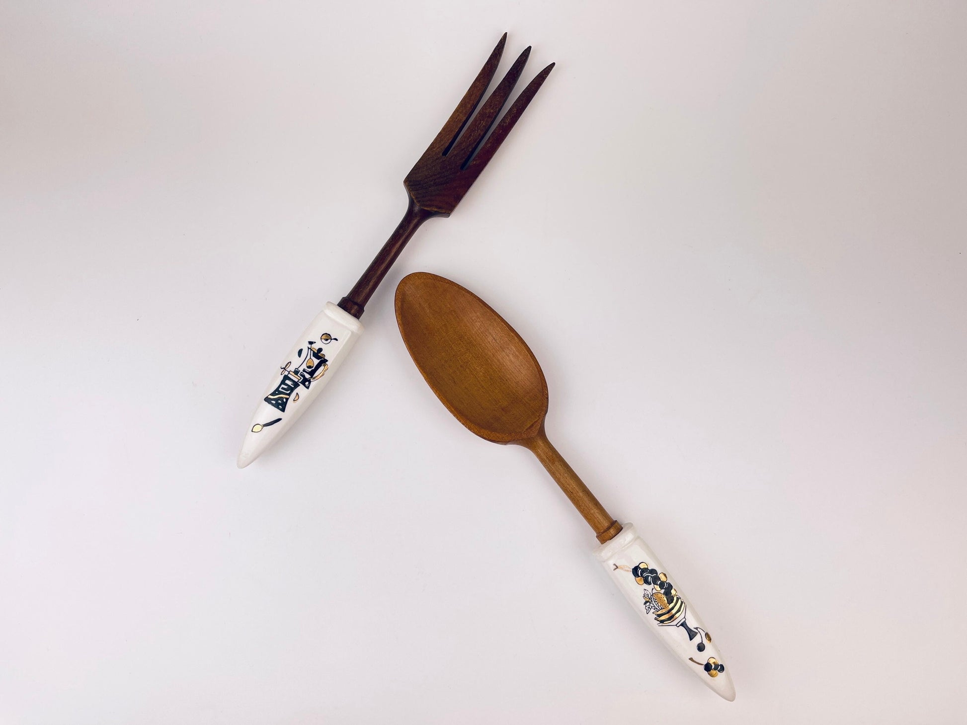 Product image for 'vintage mcm wood ceramic serving utensils made in japan' (view ebc473)