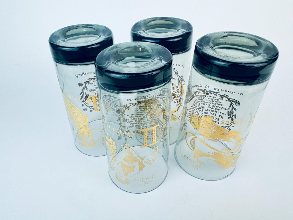 Product image for 'vintage federal glass zodiac tumblers set of 4 astrological highball glasses' (view d611c5)