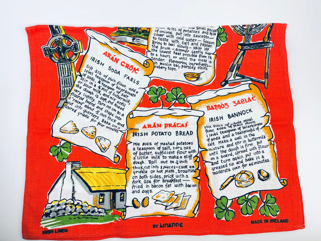 Product image for 'vintage 1970s irish linen tea towel traditional recipes print made in ireland' (view af2d17)