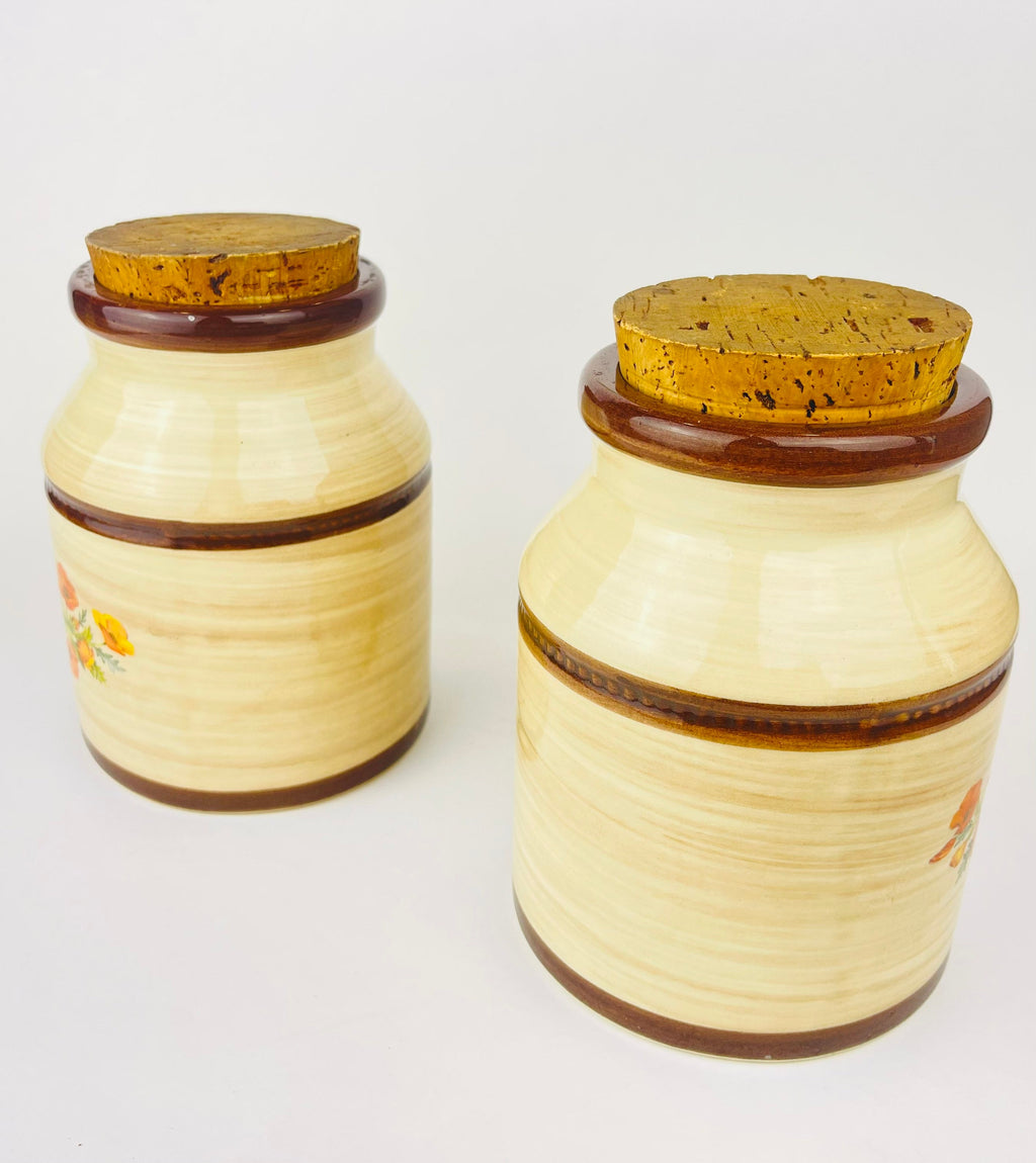 Product image for 'vintage floral ceramic countertop canister jars set of two 2 made in canada' (view 5aa67c)