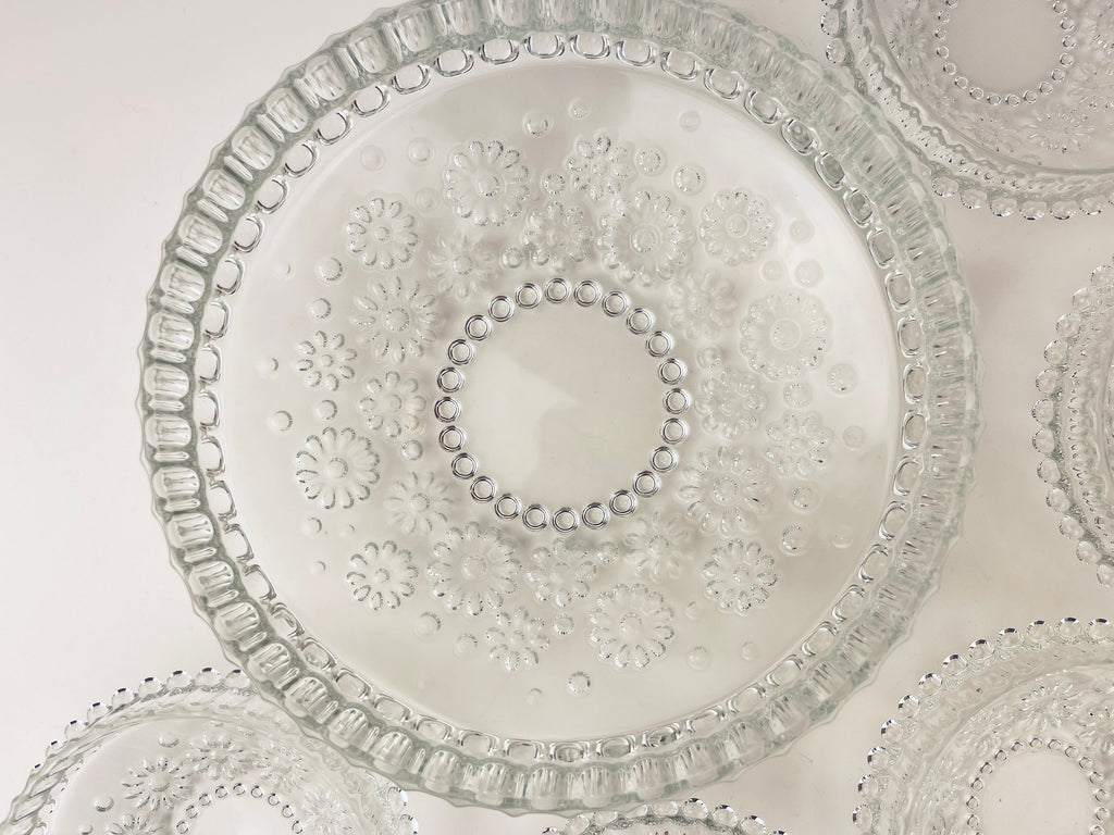 Product image for 'vintage clear crystal glass hobnail daisy floral bowl serving set made in germany by walther glas fabiola line set of five 5' (view 41d41a)