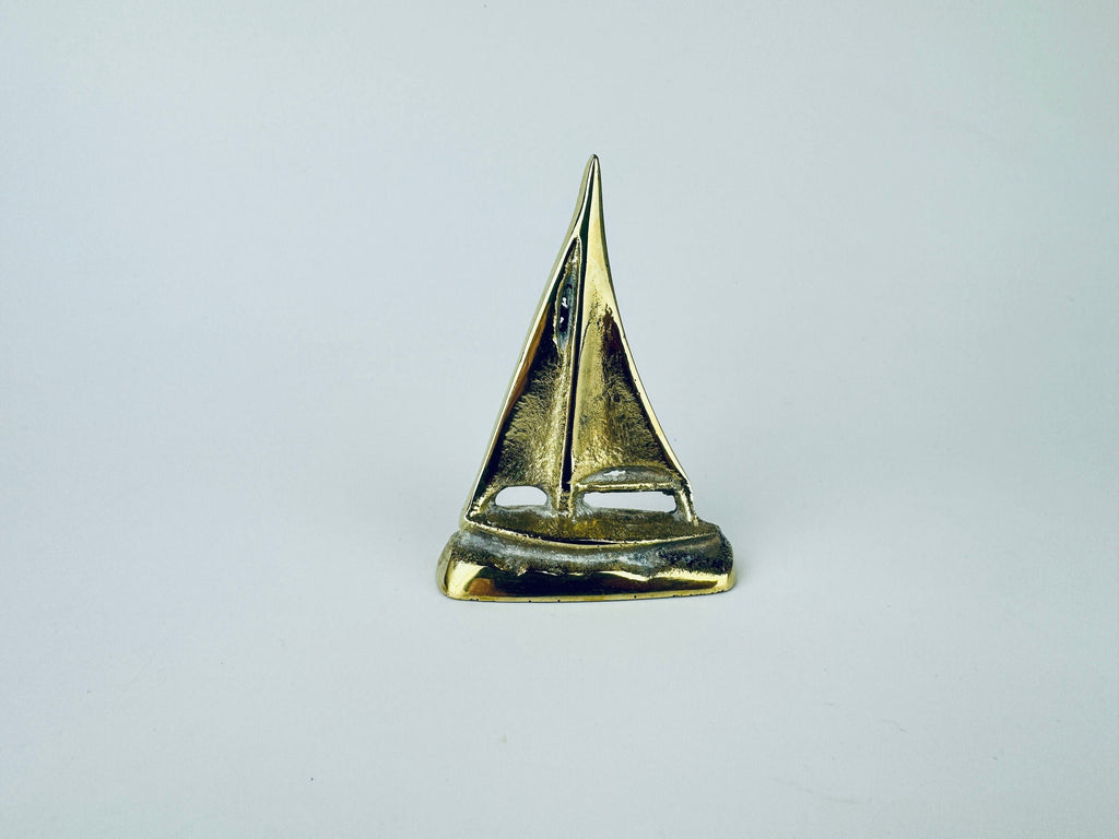 Product image for 'vintage solid brass sailboat figurine attractive aged metal patina' (view 7df061)