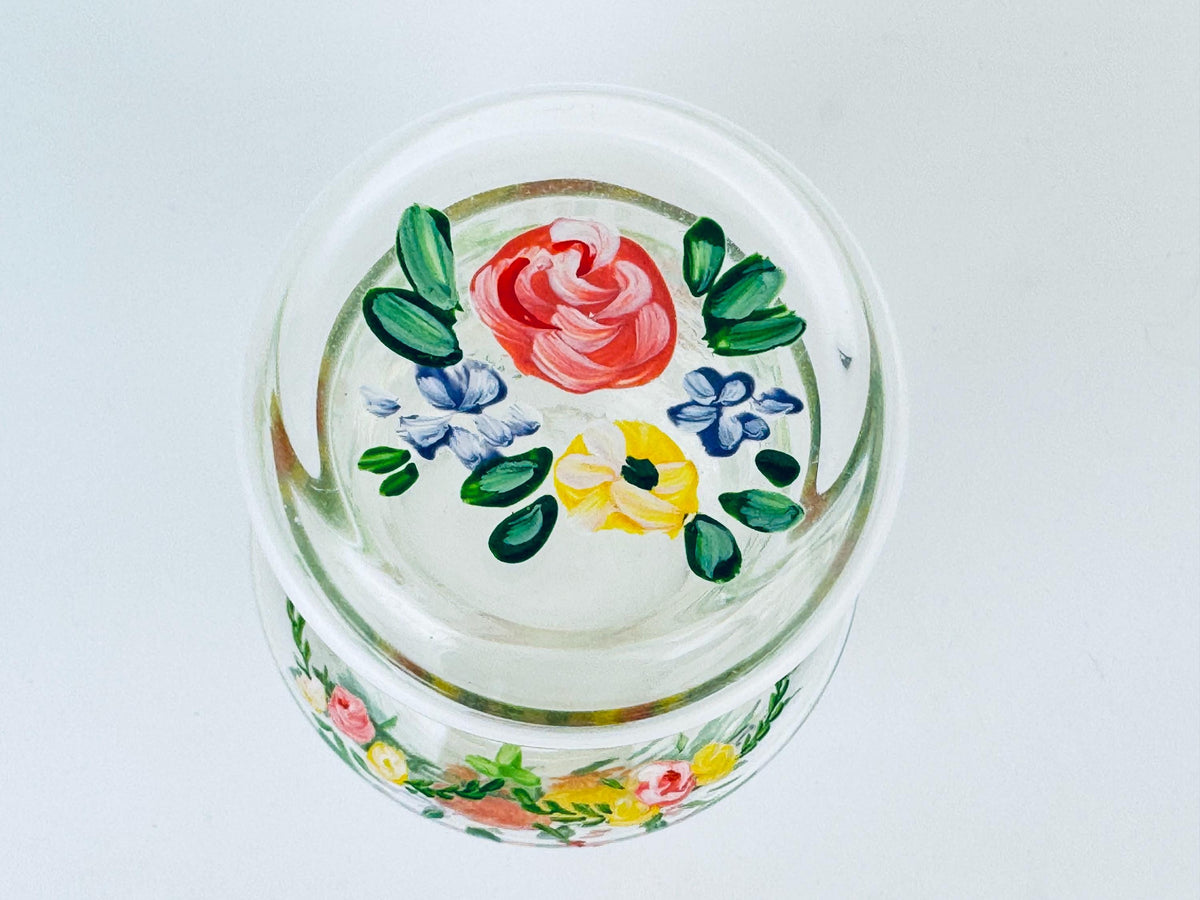 Product image for 'vintage hand painted bedside carafe tumbler set floral glass water set' (view e5467f)