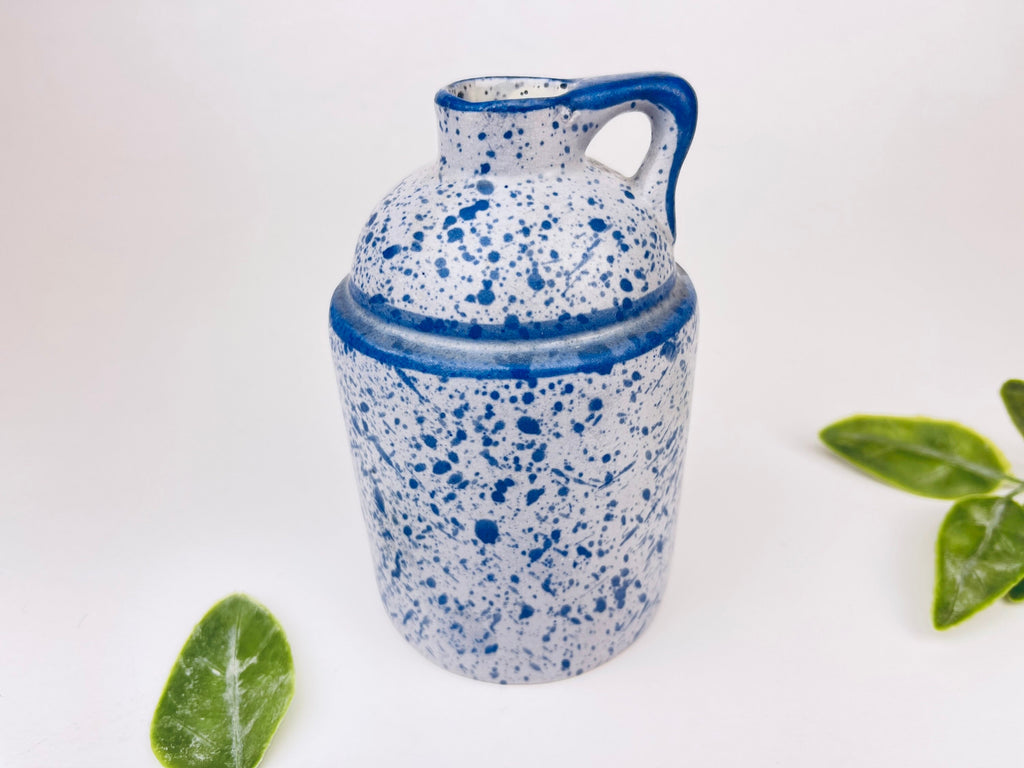 Product image for 'vintage white blue speckle glazed ceramic jug vase laurentian canada pottery' (view aa82b2)