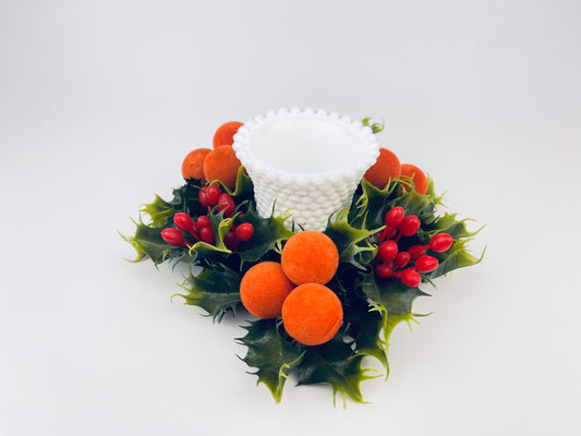 Product image for 'vintage faux holly berry christmas wreath candle light holiday decorative lighting made in hong kong' (view 2841f3)