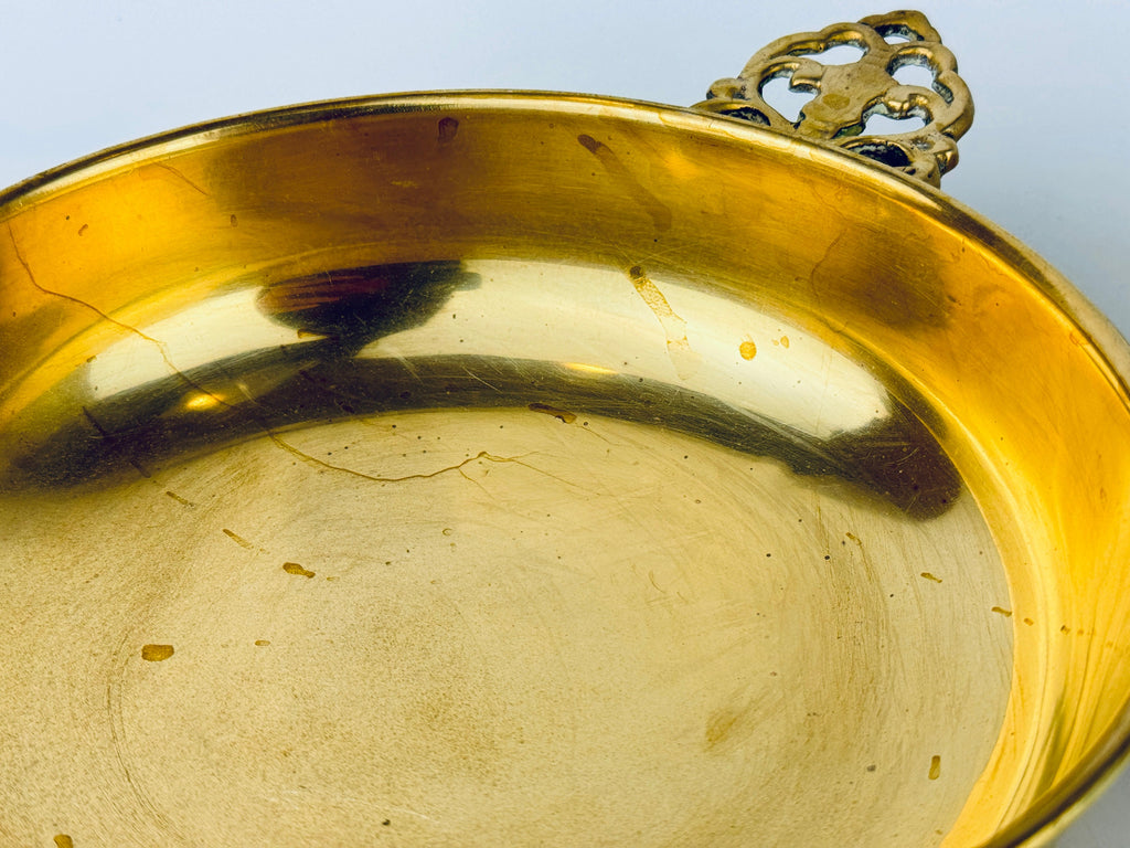 Product image for 'large ornate handled round brass bowls set of two 2 attractive aged metal patina' (view 439241)