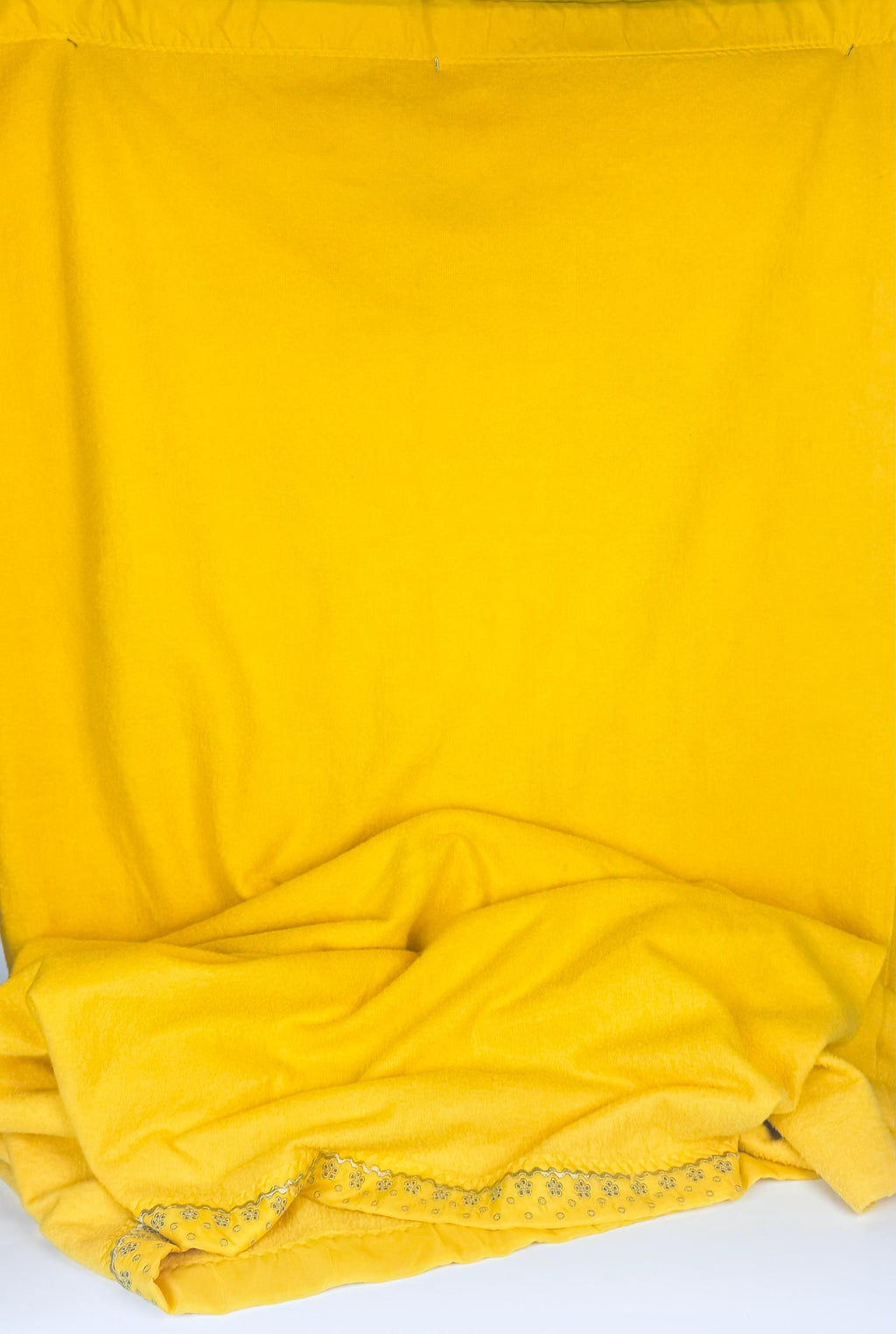 Product image for 'vintage yellow acrylic full blanket 82 x 92 floral eyelet satin ribbon trim made in canada' (view d0df0c)
