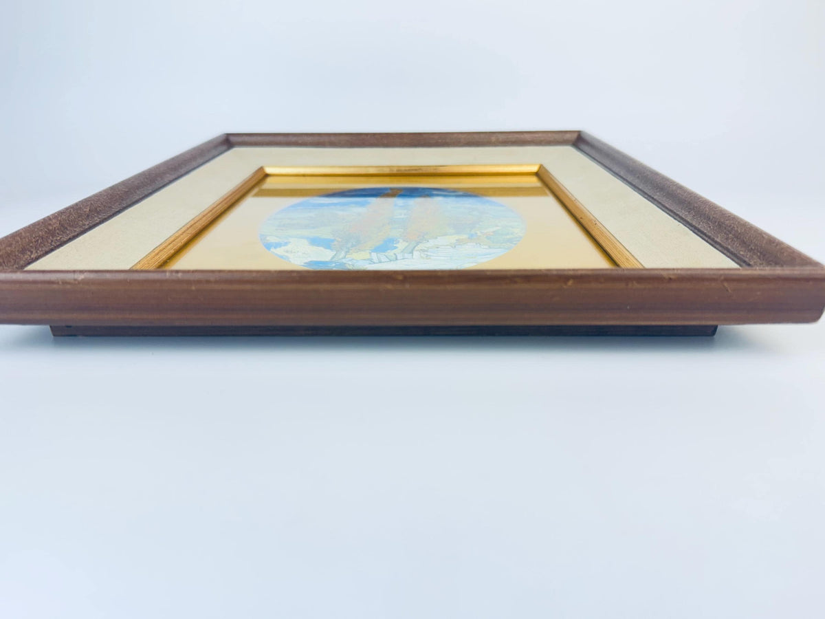 Product image for 'vintage solid wood gold trim picture frame 5 x 7 oval mat made in finland' (view 19dff2)