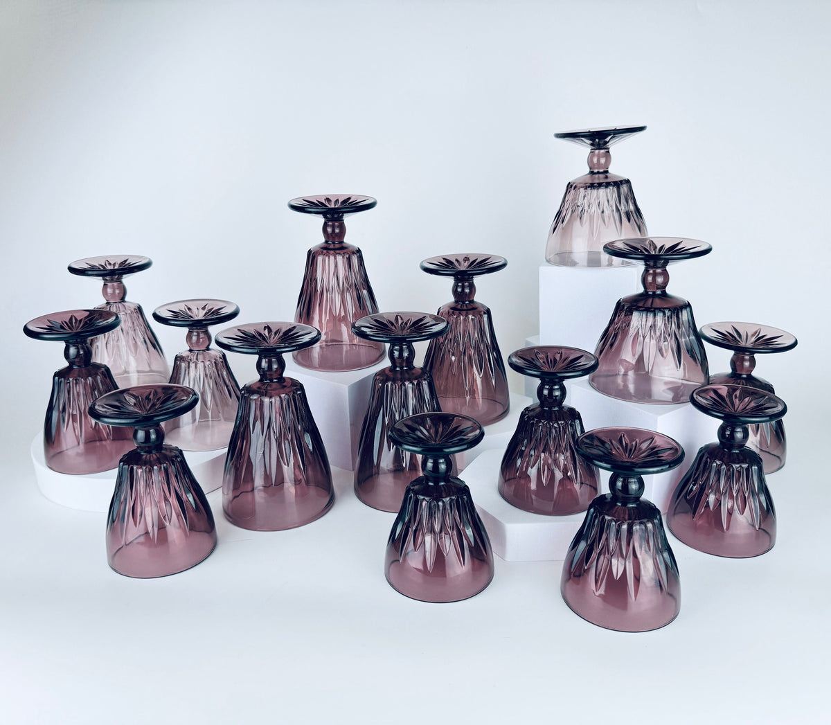 Product image for 'vintage hazel atlas moroccan cut purple amethyst glassware mid century modern mcm barware sets sold separately' (view ba8f40)