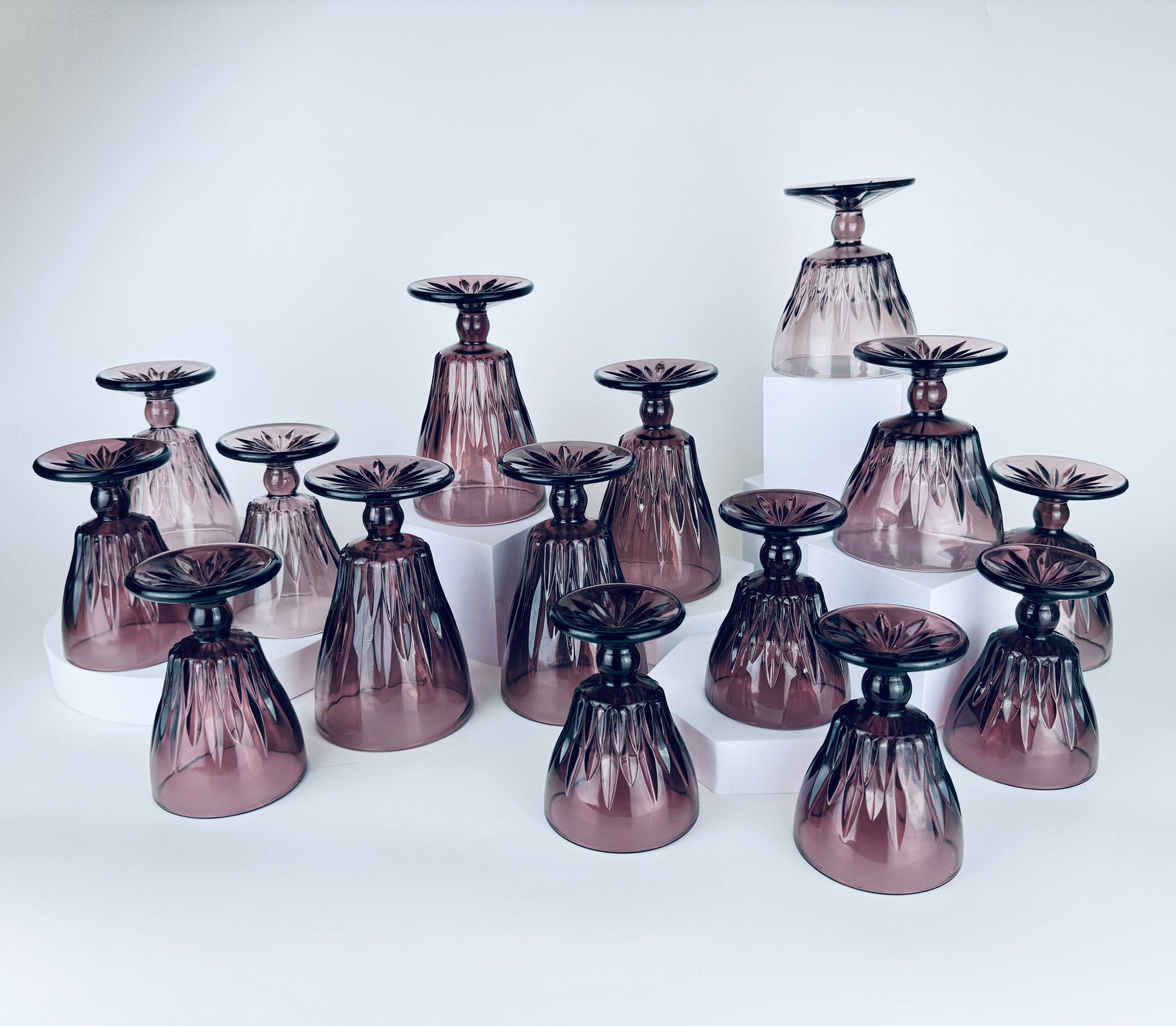 Product image for 'vintage hazel atlas moroccan cut purple amethyst glassware mid century modern mcm barware sets sold separately' (view ba8f40)