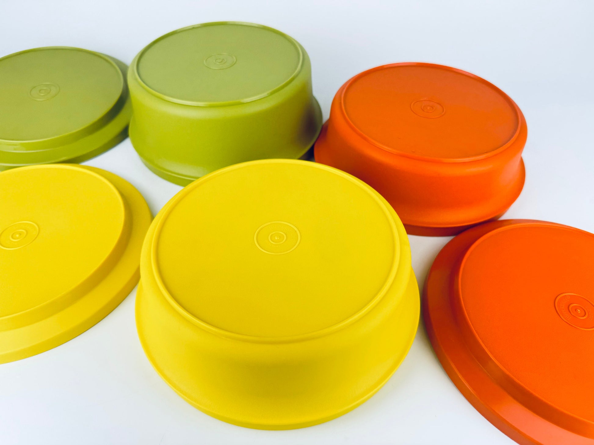 Product image for 'vintage plastic tupperware container set harvest orange yellow avocado green made in canada sold separately' (view e90d2f)