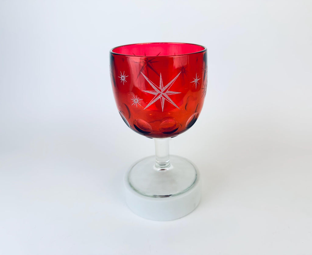Product image for 'vintage pressed glass thumbprint oversized chalice schooner beer goblet wine glass bartlett collins sold separately' (view 82f1ad)
