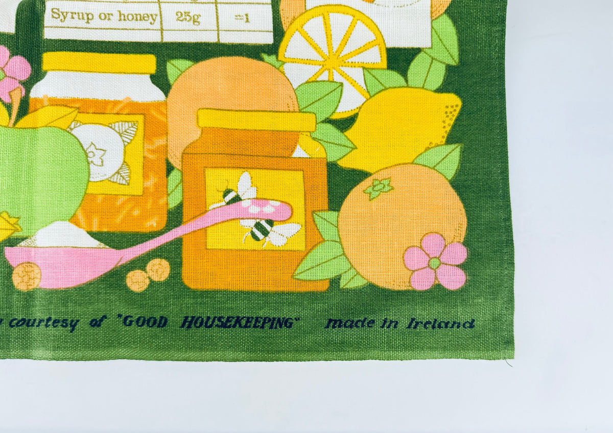 Product image for 'vintage old bleach measuring in metrics good housekeeping linen towel kitchen statement towel tapestry made in ireland' (view 5a802a)