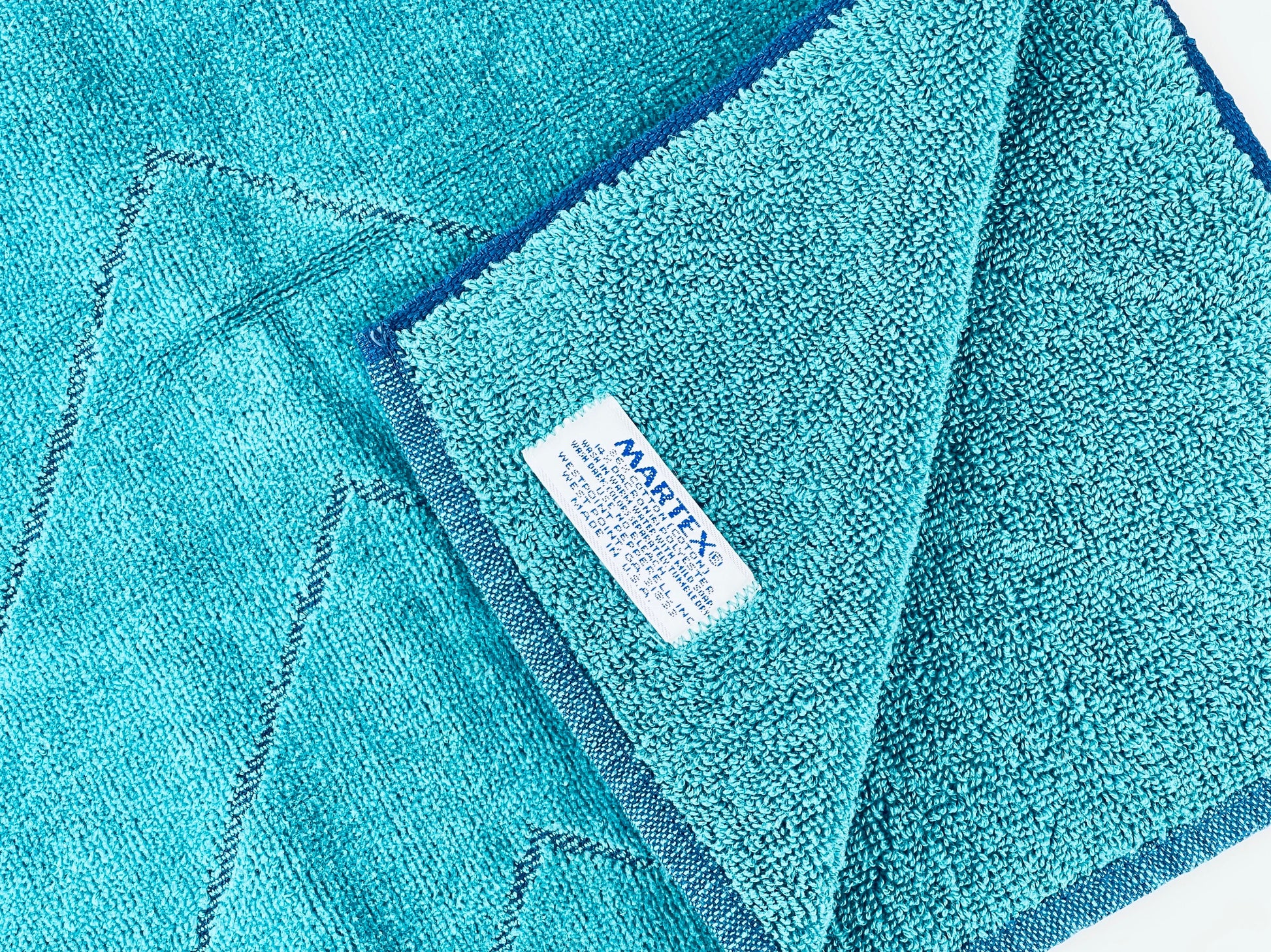 Product image for 'vintage green blue chevron striped martex bath towel set hand face towels made in usa' (view b10e54)
