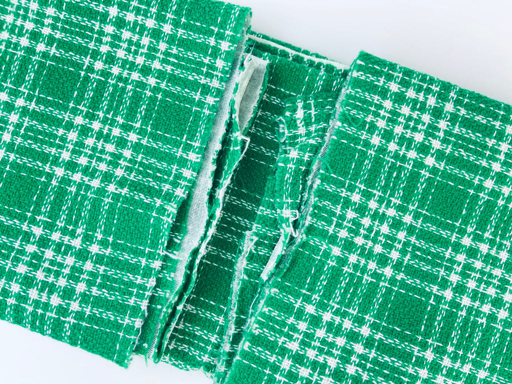 Product image for 'vintage green white plaid fabric 42 x 60' (view bbf0de)