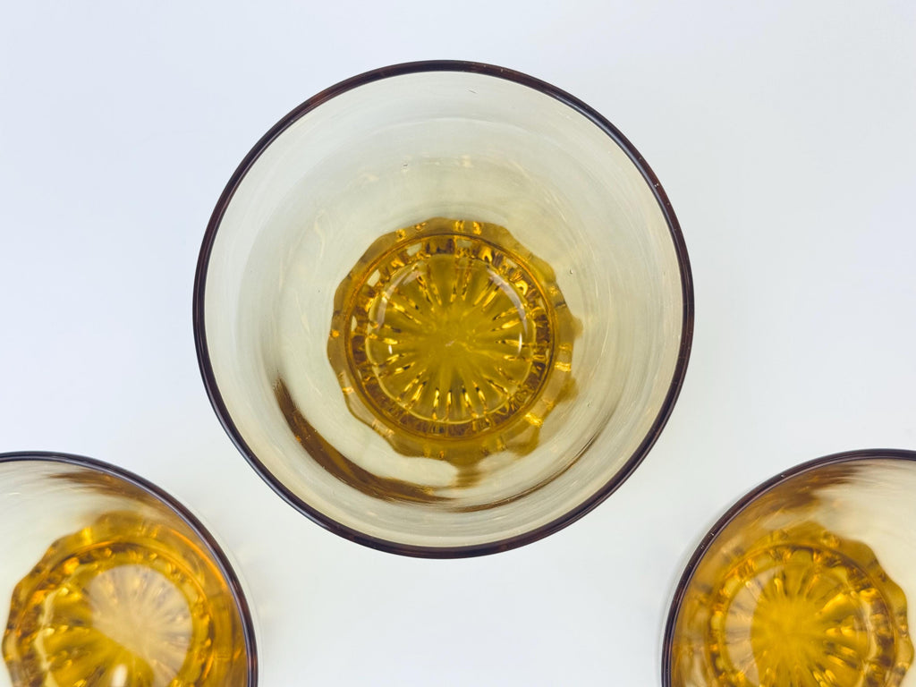 Product image for 'vintage libbey crystal sonnet gold amber glasses set of three 3' (view a443c8)