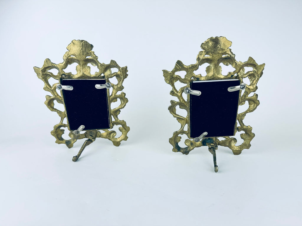 Product image for 'vintage ornate hollywood regency heavy solid brass tabletop frame 2 x 3 attractive aged metal patina sold separately' (view 2e8261)