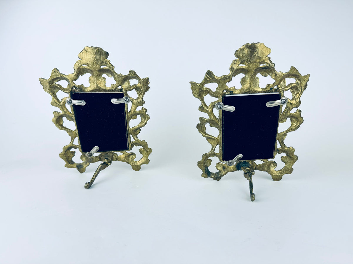 Product image for 'vintage ornate hollywood regency heavy solid brass tabletop frame 2 x 3 attractive aged metal patina sold separately' (view 2e8261)