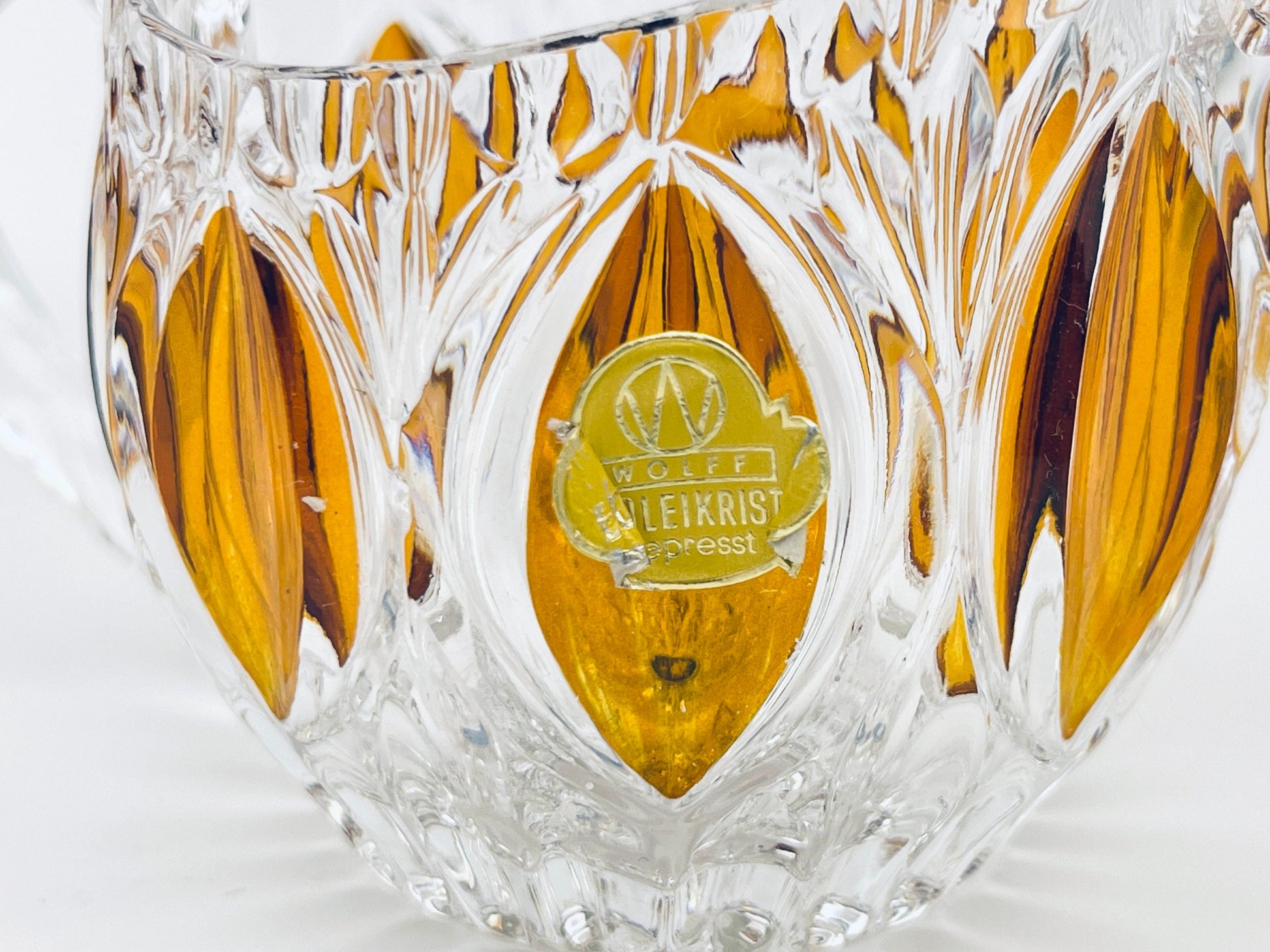 Product image for 'vintage cut crystal glass amber cream sugar bowl oval pattern made in western germany new old stock' (view ff35d0)