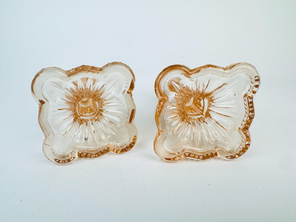 Product image for 'vintage pink blush depression glass candlestick holders set of two 2' (view c4475f)