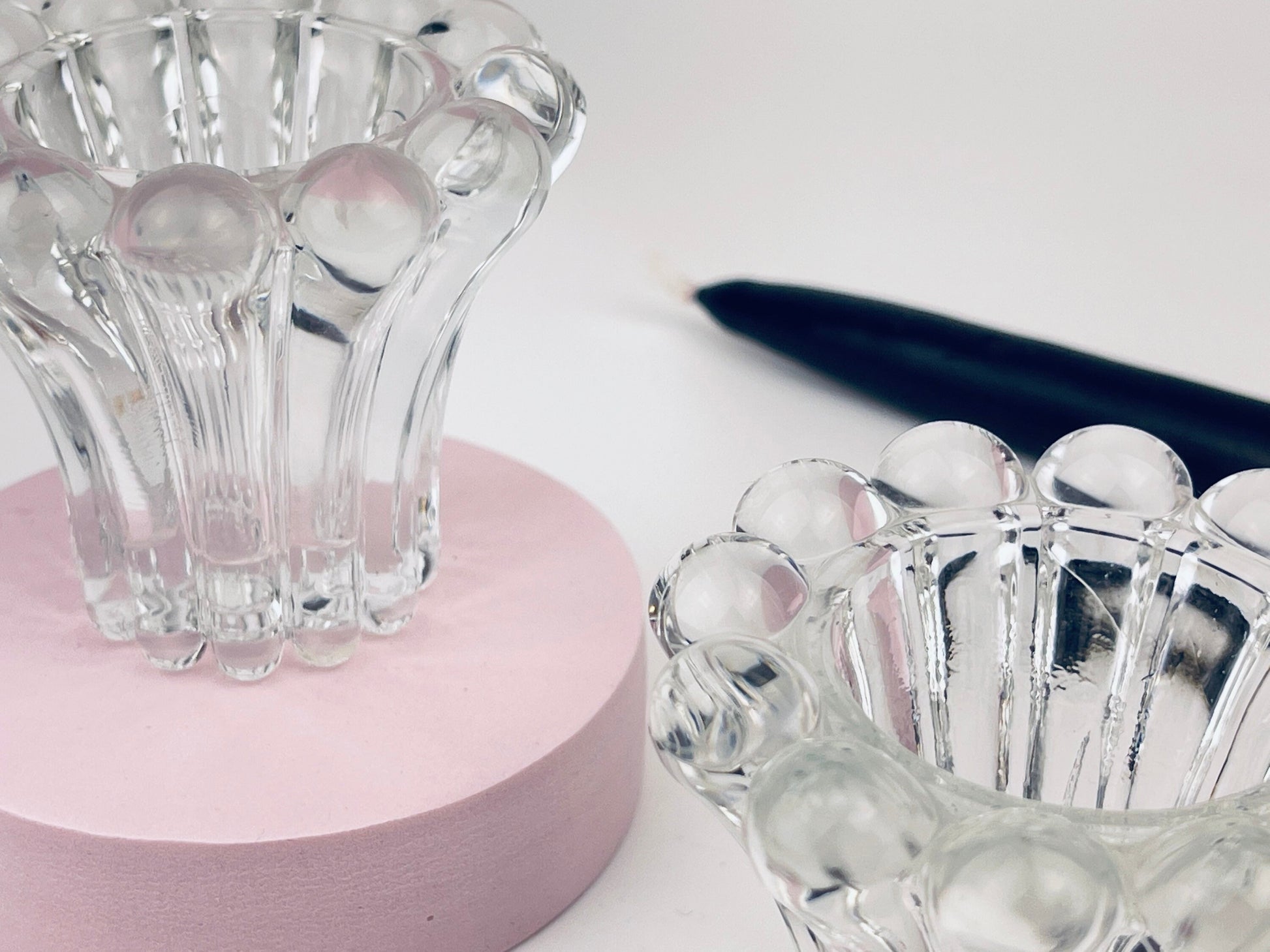 Product image for 'vintage clear glass boopie candleholders set of two 2 made in western germany' (view c3a7b4)