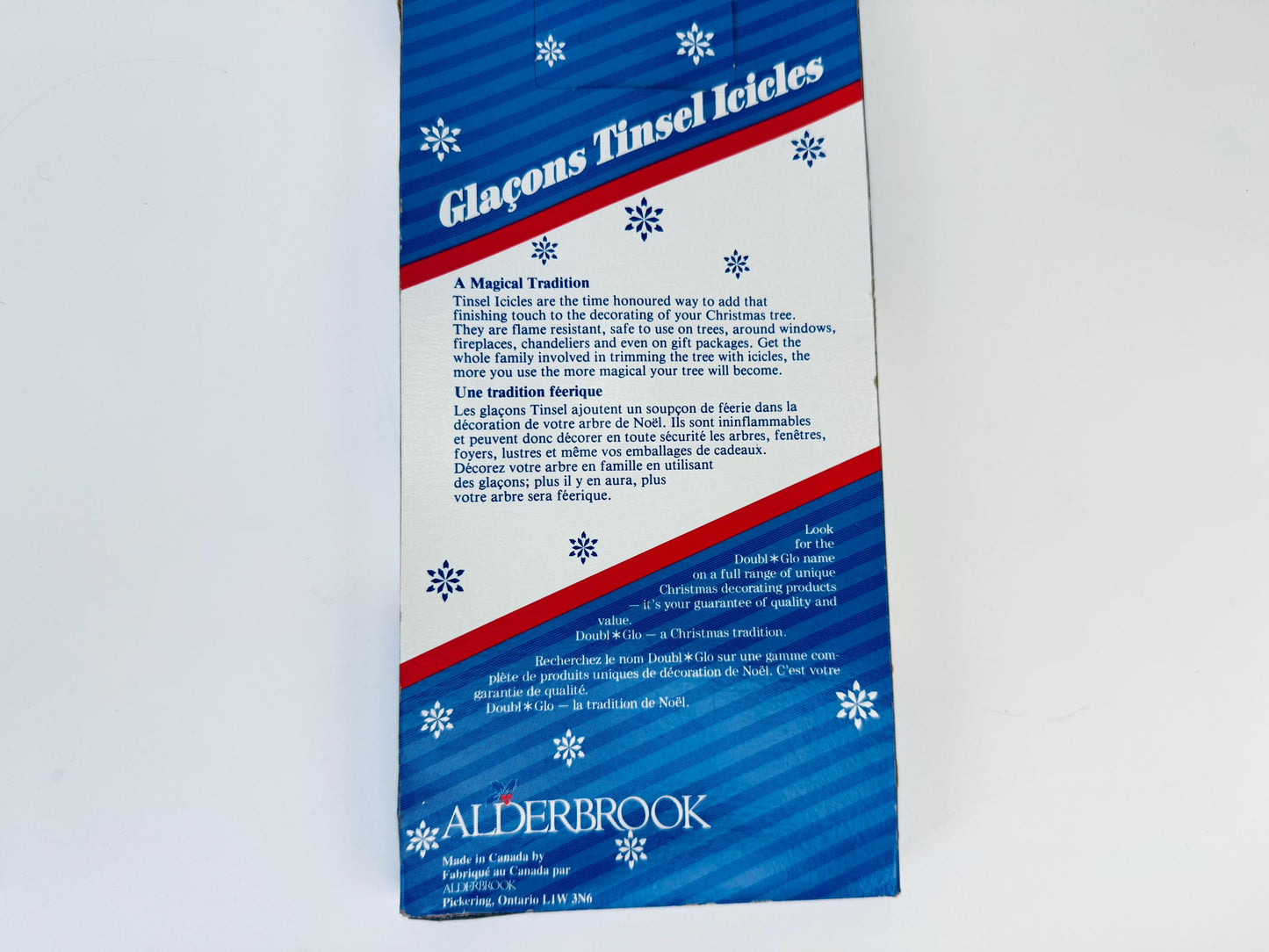Product image for 'vintage flameproof silver christmas tree icicles tinsel strands new old stock nos packages sold separately' (view c18024)