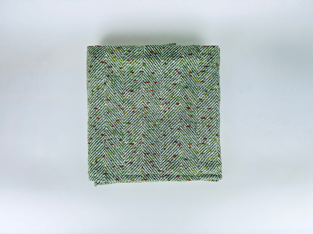 Product image for 'vintage 1970s green beige herringbone dot polyester fabric 40 x 83' (view 9a20aa)