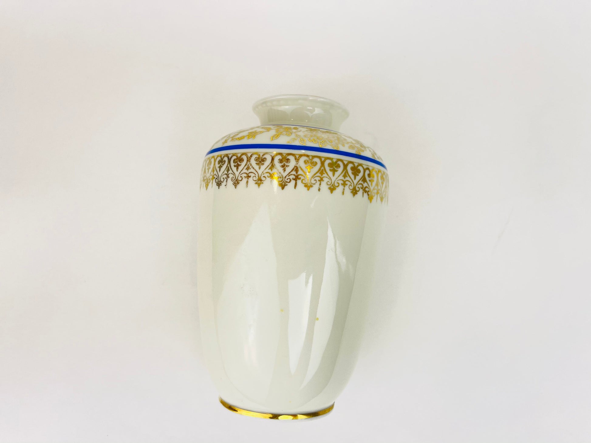 Product image for 'vintage bavaria crown germany patterned vase gold flower blue stripe' (view c526cc)