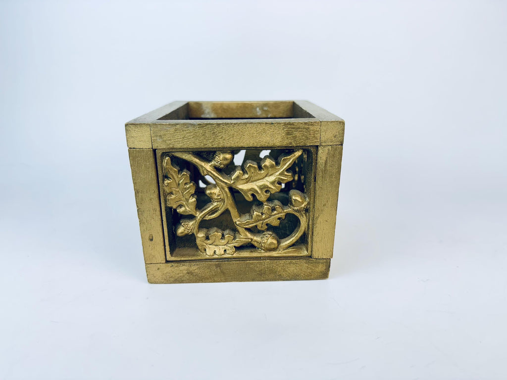 Product image for 'vintage gold carved wood box botanical desktop organizer' (view 898958)