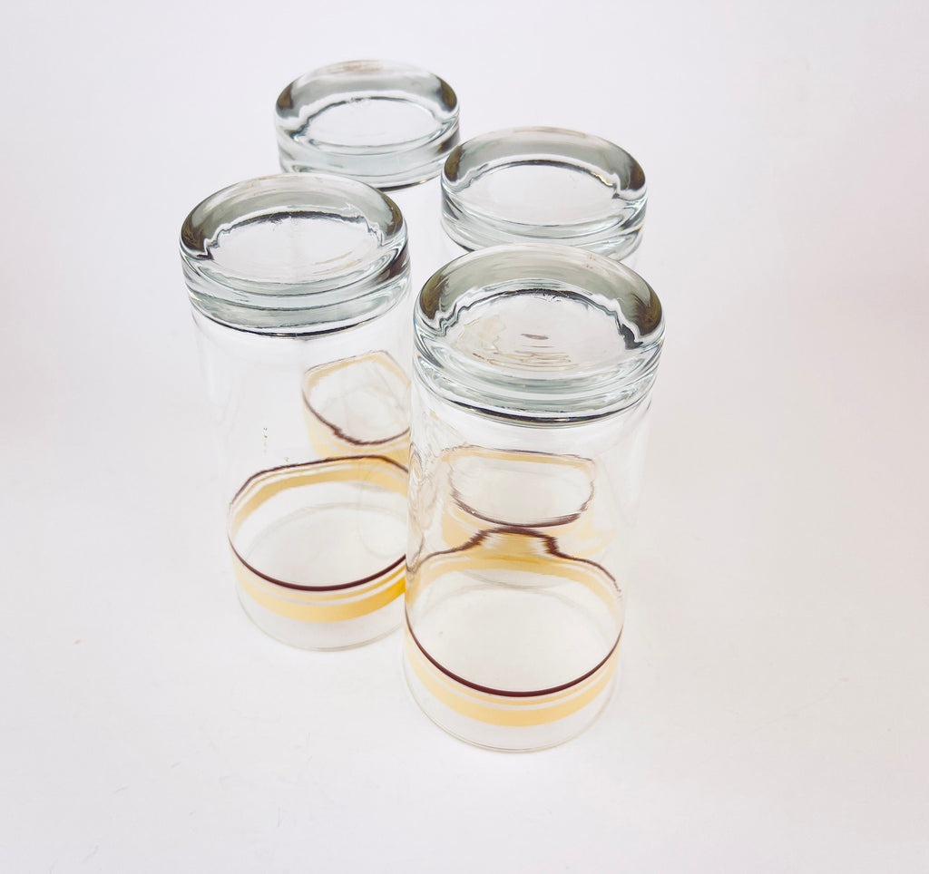 Product image for 'vintage beige brown striped water glasses set of four 4' (view 10e61f)