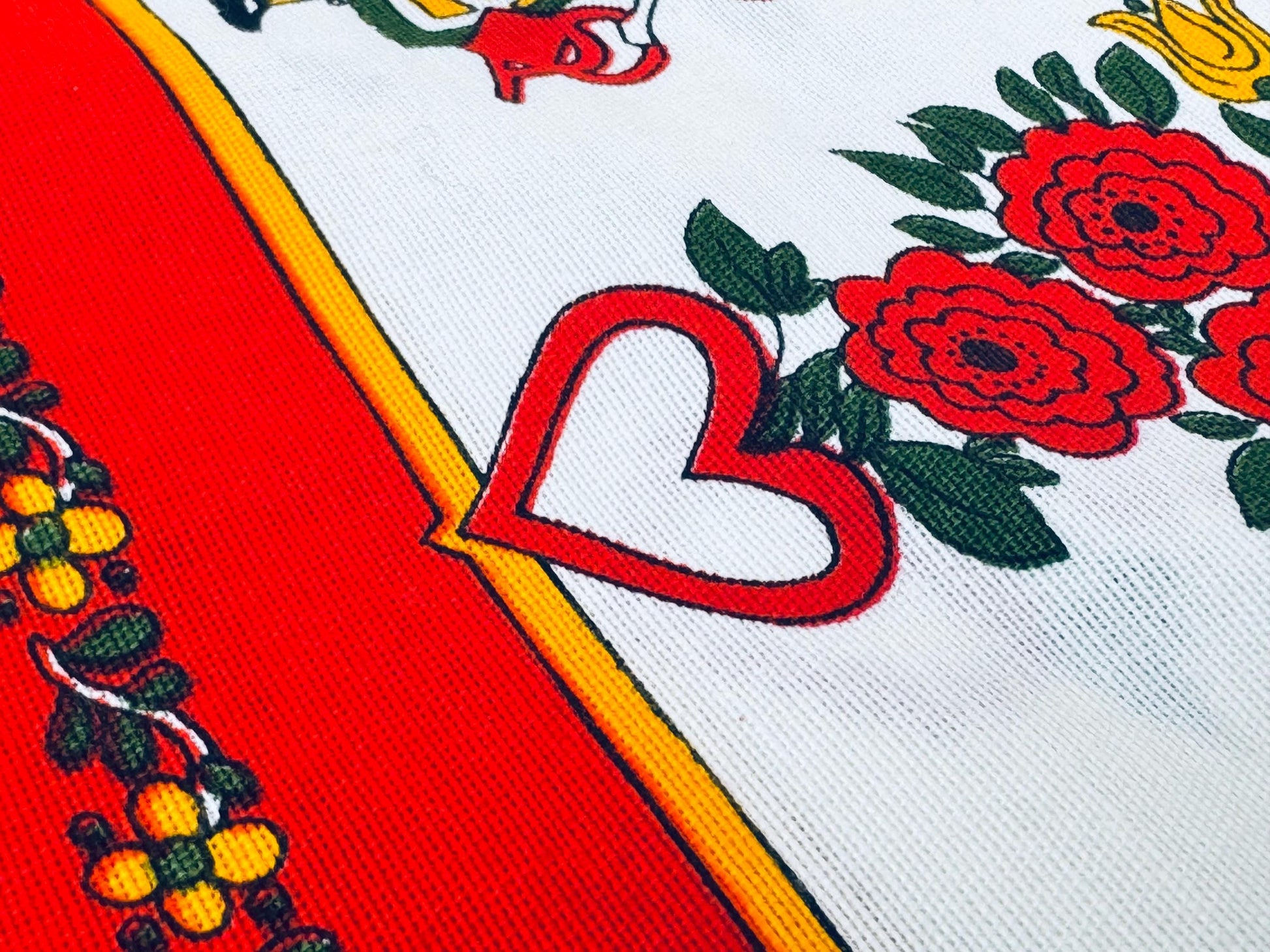 Product image for 'vintage folk art floral print edge square table cloth 40 x 40' (view b1f0a8)