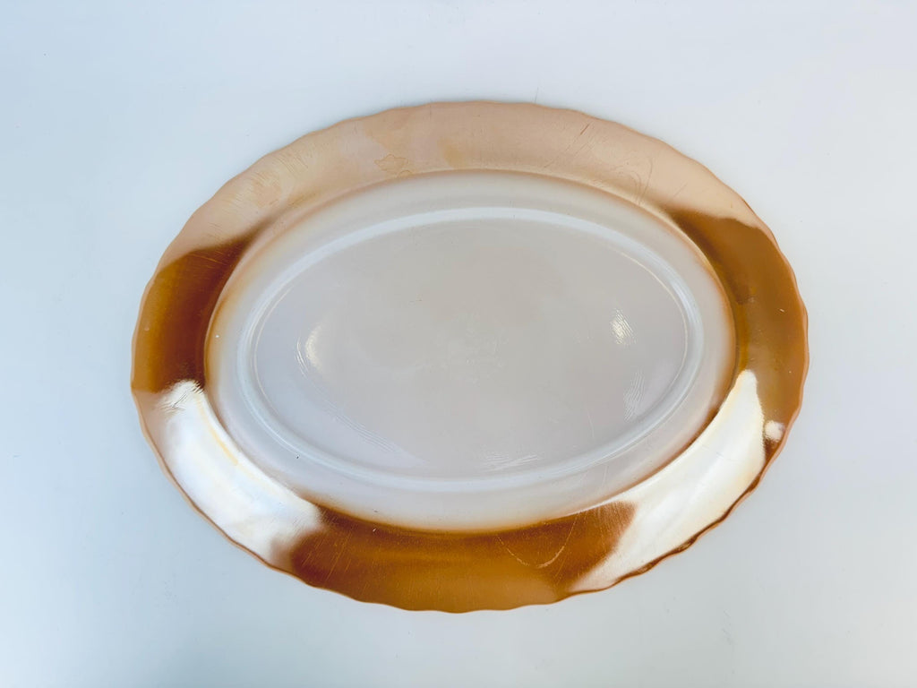 Product image for 'vintage peach lustreware 13 oval serving platter anchor hocking fire king made in usa' (view 79c8dc)
